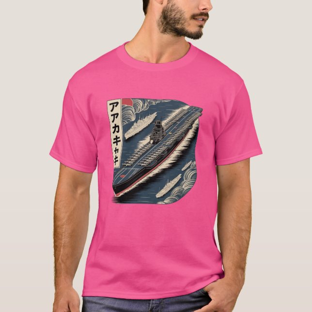 Japanska hangarfartyget Akagi vintage t-shirt  (Framsida)