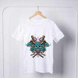Japanska Hannya Mask Swords Koi Fish T Shirt