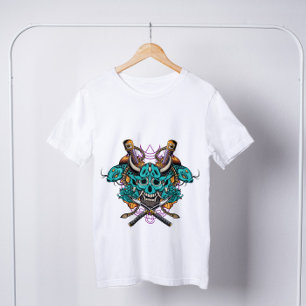 Japanska Hannya Mask Swords Koi Fish T Shirt