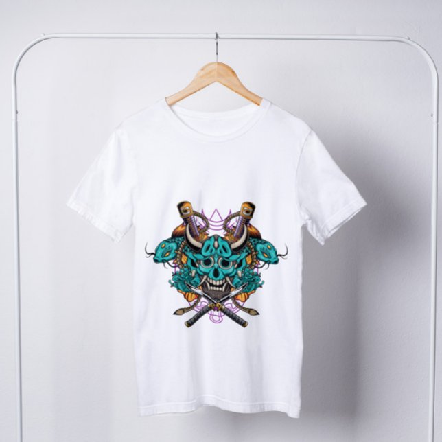 Japanska Hannya Mask Swords Koi Fish T Shirt (Skapare uppladdad)