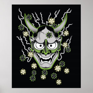 Japanska Hannya maskerar affischen Poster