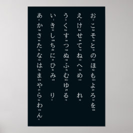 japanska | Hiragana Alphabet ひ ら が な Mörk Poster