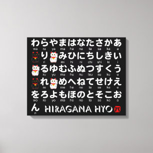 Japanska Hiragana bord (Lucky Cat) Canvastryck