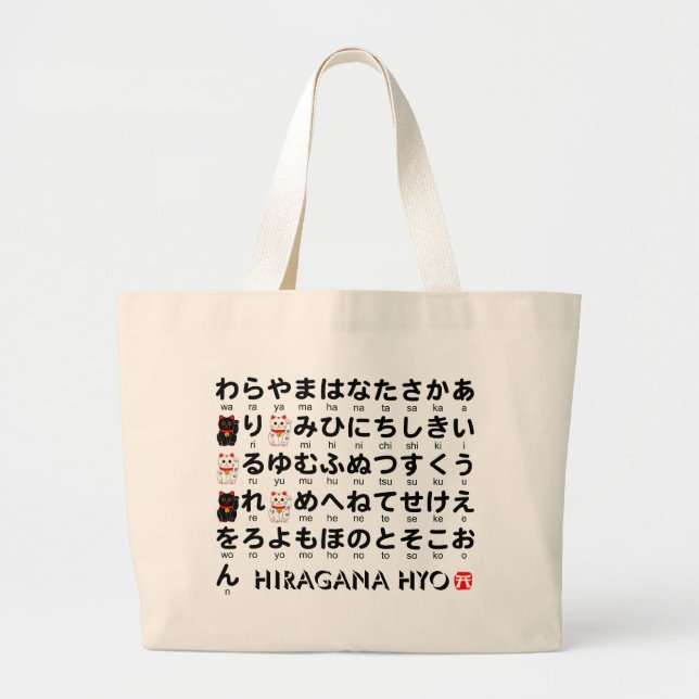 Japanska Hiragana bord (Lucky Cat) Jumbo Tygkasse (Framsidan)