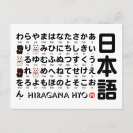 Japanska Hiragana bord (Lucky Cat) Vykort