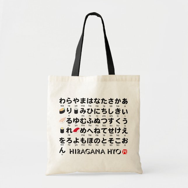 Japanska Hiragana bord (Sushi) Tygkasse (Framsidan)