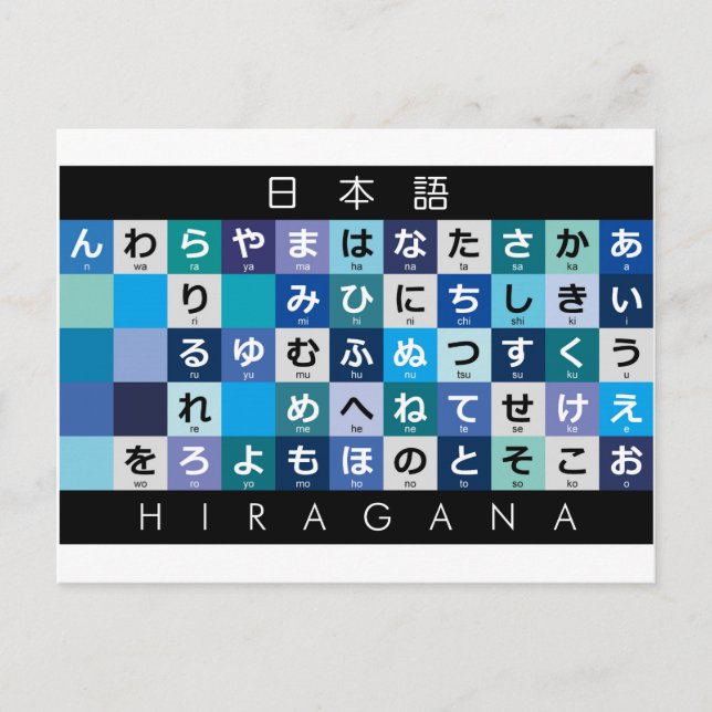 Japanska Hiragana bord Vykort (Framsida)