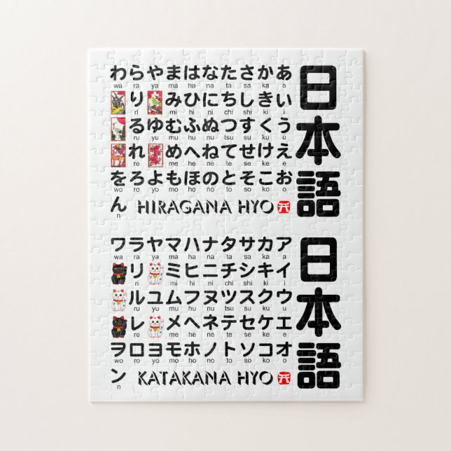Japanska Hiragana & Katakana bord (Alphabet) Pussel (Vertikal)