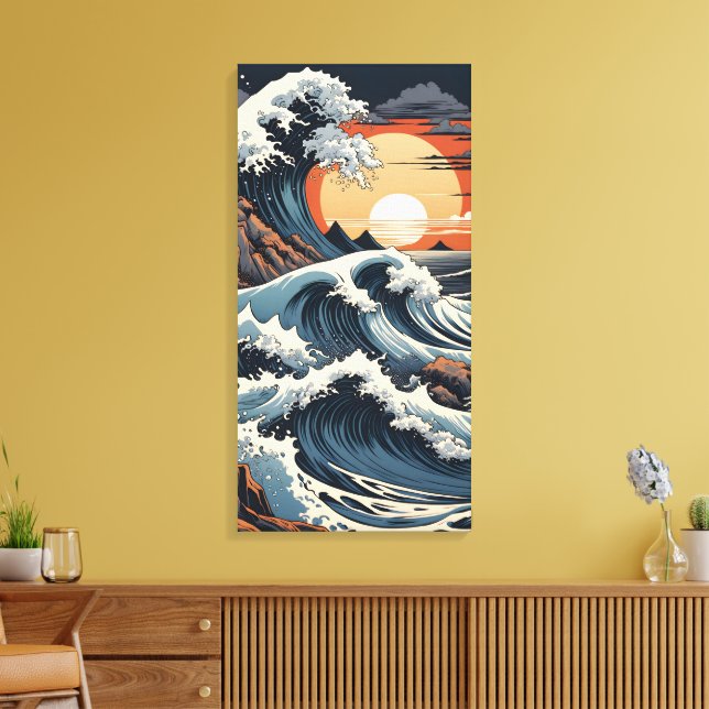 Japanska Hokusai-vågen Canvastryck (Insitu (Vardagsrum))