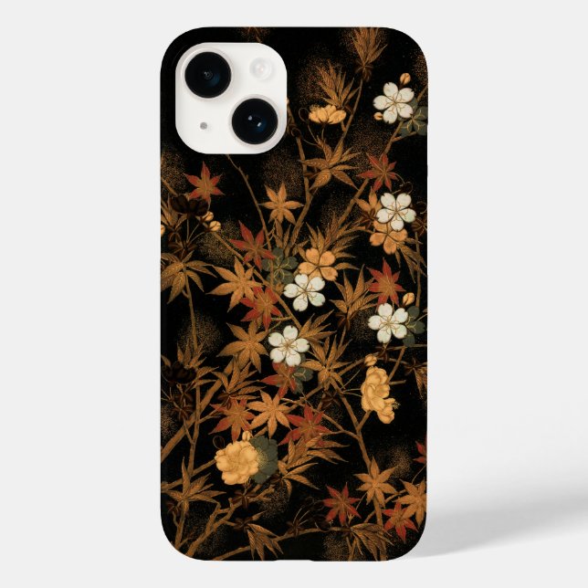 Japanska hösten iphone case med Vintage teckning (Baksida)
