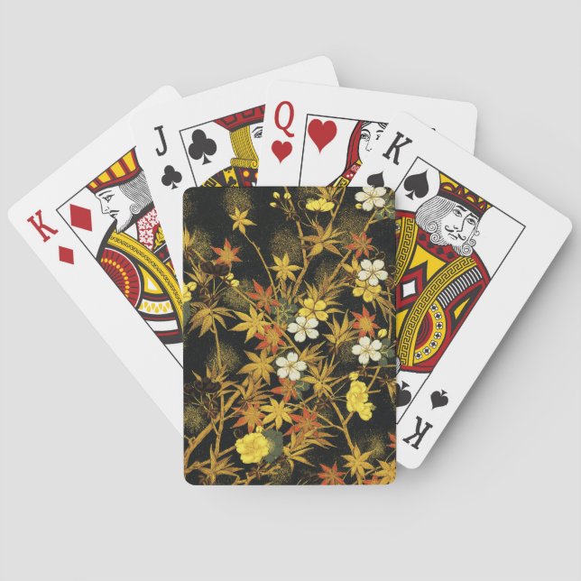 Japanska höstlöv Antik Botanisk Casinokort (Baksidan)
