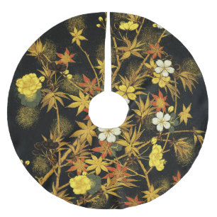 Japanska höstlöv Antik Botanisk Julgransmatta Borstad Polyester