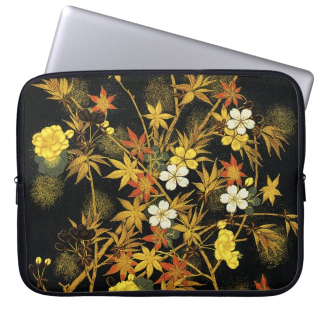 Japanska höstlöv Antik Botanisk Laptop Fodral (Framsidan)