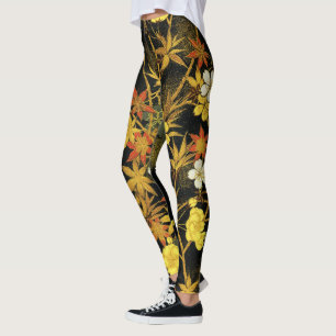 Japanska höstlöv Antik Botanisk Leggings
