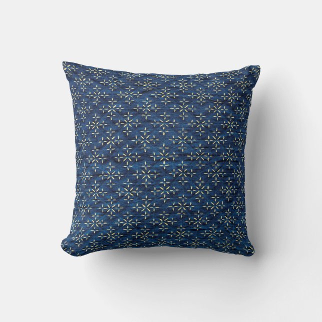 Japanska Indigo Blue Kudde (Framsida)