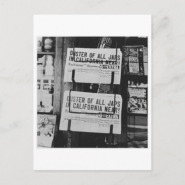 Japanska interneringar - Tidningar Meddelande Vykort (Framsida)