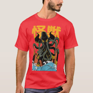 Japanska Japan Kaiju Monster Chutulu Octopus Manga T Shirt