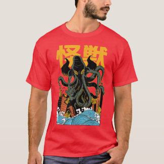 Japanska Japan Kaiju Monster Chutulu Octopus Manga T Shirt