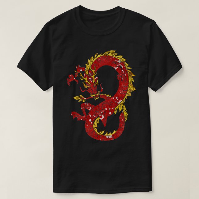 Japanska japanska drakmer i Röda och Guld Desi T Shirt (Design framsida)