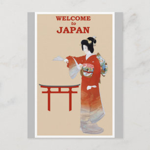 Japanska japanska Geisha Vintage resor Poster Vykort