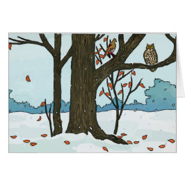 Japanska julfåglar i Snö Hälsningskort
