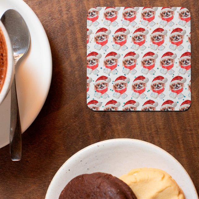 Japanska julstjärnor i Chin Hund aveln Underlägg Papper Kvadrat (Skapare uppladdad)