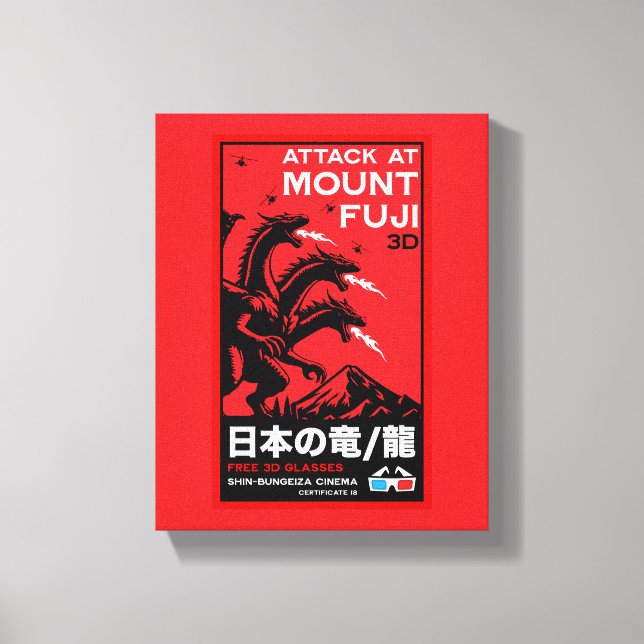 Japanska Kaiju Attack på berget Fiji Canvastryck (Framsida)