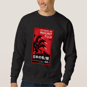 Japanska Kaiju Attack på berget Fiji Lång Ärmad Tröja