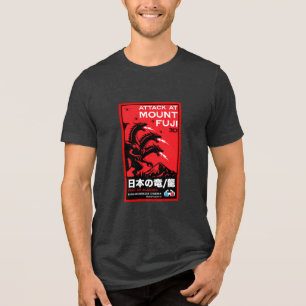 Japanska Kaiju Attack på berget Fiji T Shirt