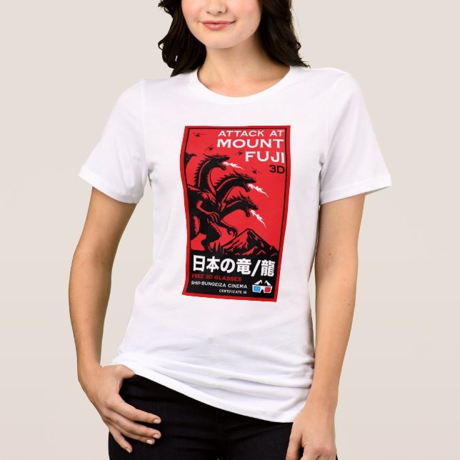 Japanska Kaiju Attack på berget Fiji T Shirt (Framsida)