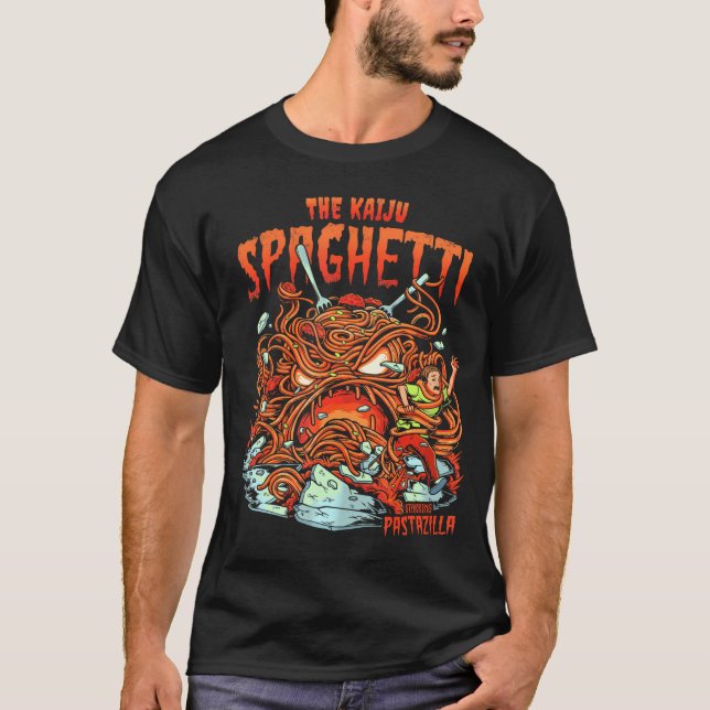 Japanska Kaiju Spaghetti Monster Anime B Movie Foo T Shirt (Framsida)