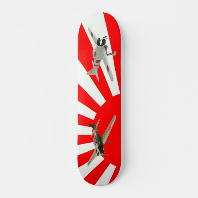 Japanska kämpeflygplan med flagga old school skateboard bräda 18 cm (Framsida)