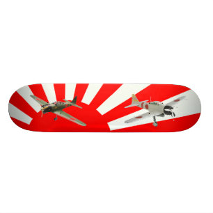 Japanska kämpeflygplan med flagga old school skateboard bräda 18 cm