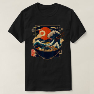 Japanska Kanagawa Wave Ramen Graphic Retro Anime T Shirt