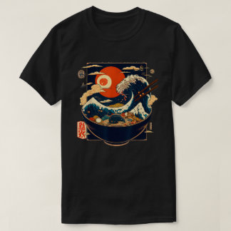 Japanska Kanagawa Wave Ramen Graphic Retro Anime T Shirt