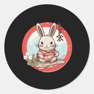 Japanska kaninbunny i påsk i japanska Kimono Kosty Runt Klistermärke