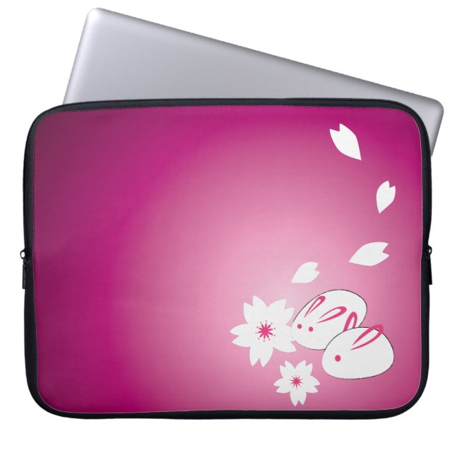 Japanska kaniner Snö och Sakura Laptop Sleeve (Framsidan)