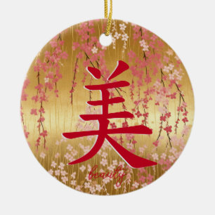 Japanska Kanji för Beauty Julgransprydnad Keramik