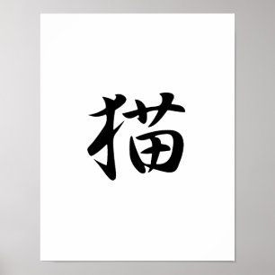 Japanska Kanji för Cat - Neko Poster