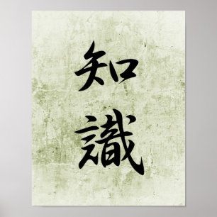Japanska Kanji for Knowledge - Chishiki Poster