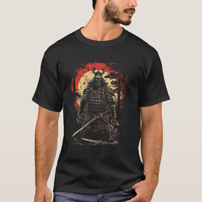 Japanska Kanji Samurai Warrior I Japanska Art Samu T Shirt (Framsida)
