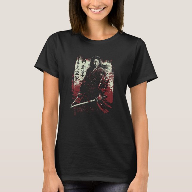Japanska Kanji Samurai Warrior I Japanska Art Samu T Shirt (Framsida)
