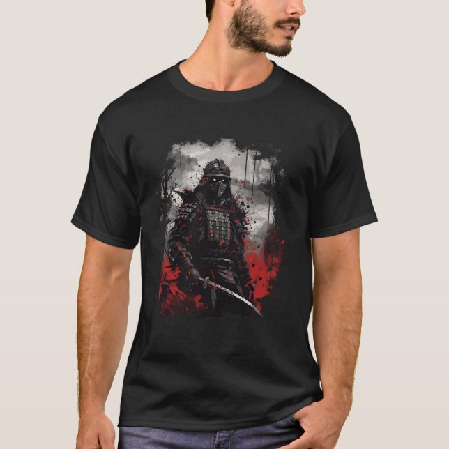 Japanska Kanji Samurai Warrior I Japanska Art Samu T Shirt (Framsida)