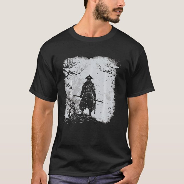 Japanska Kanji Samurai Warrior I Japanska Art Samu T Shirt (Framsida)