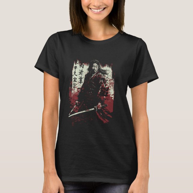 Japanska Kanji Samurai Warrior I Japanska Art Samu T Shirt (Framsida)