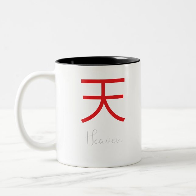 Japanska Kanji Symbol for Heaven Två-Tonad Mugg (Vänster)
