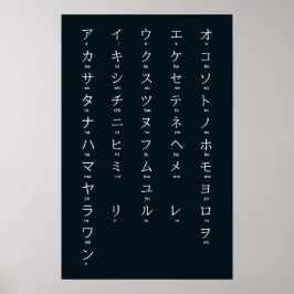 japanska | Katakana Alphabet カ タ カ ナ Mörk Poster
