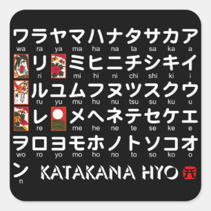 Japanska Katakana Bord (Hanafuda) Fyrkantigt Klistermärke