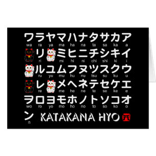 Japanska Katakana bord (Lucky Cat) Hälsningskort