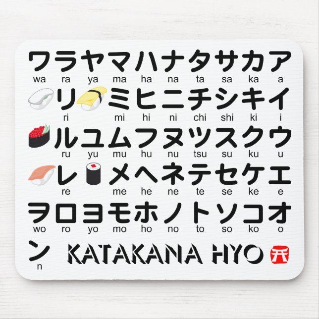 Japanska Katakana bord (Sushi) Musmatta (Framsidan)